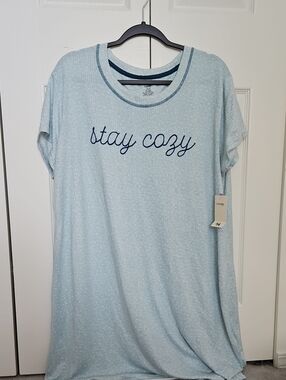 George Light Blue Nightdress with Navy Script